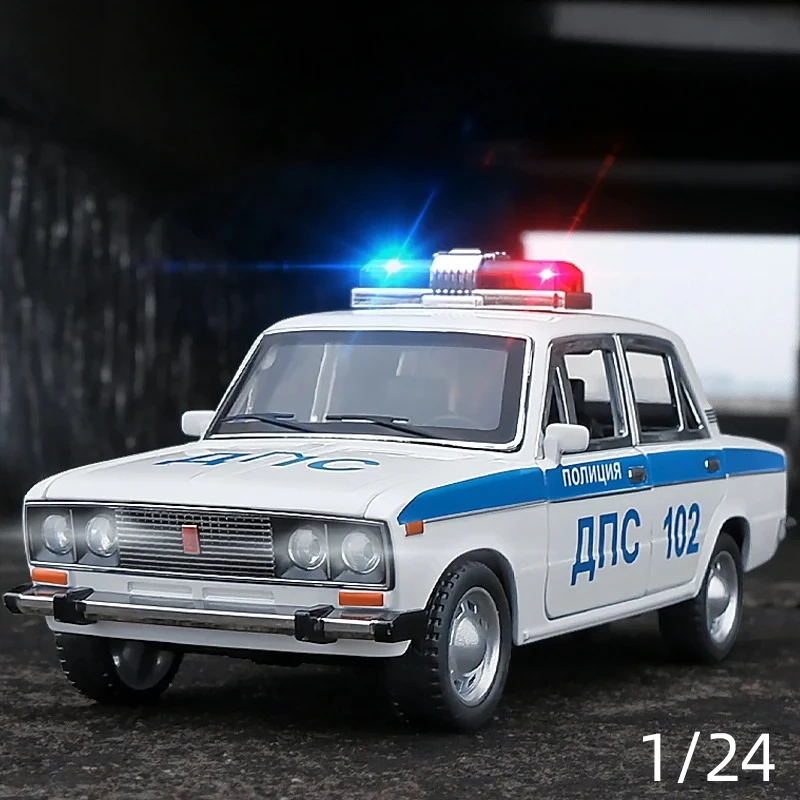 

1:24 2106, полицейский легкосплавный автомобиль, литая игрушечная модель автомобиля, звук и свет, детские игрушки, коллекционные предметы, подарок на день рождения