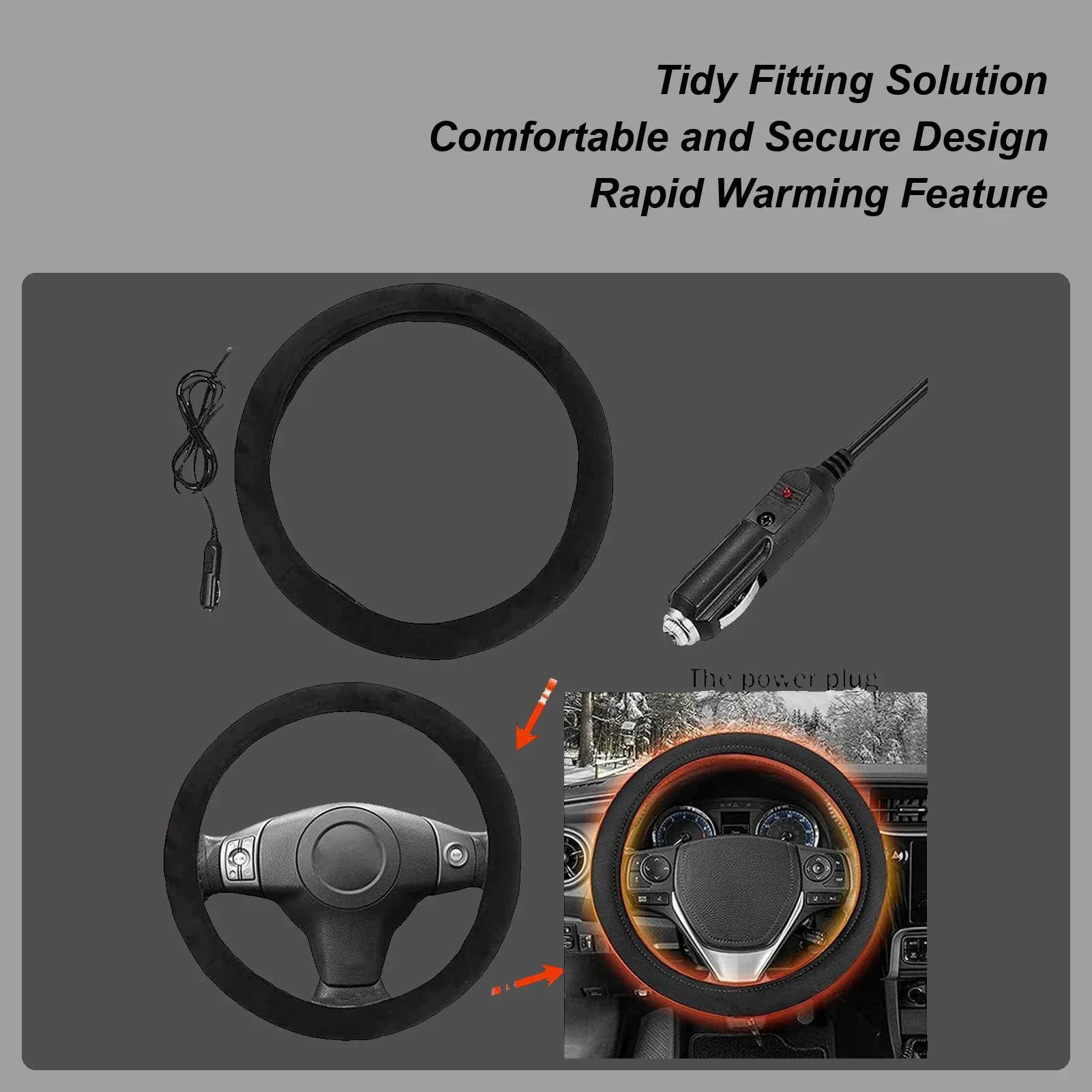 

car Steering wheel cover Heating Vehicle Steering Wheel Protector Cover Universal Cold Weather Safe Driving Car Accessories