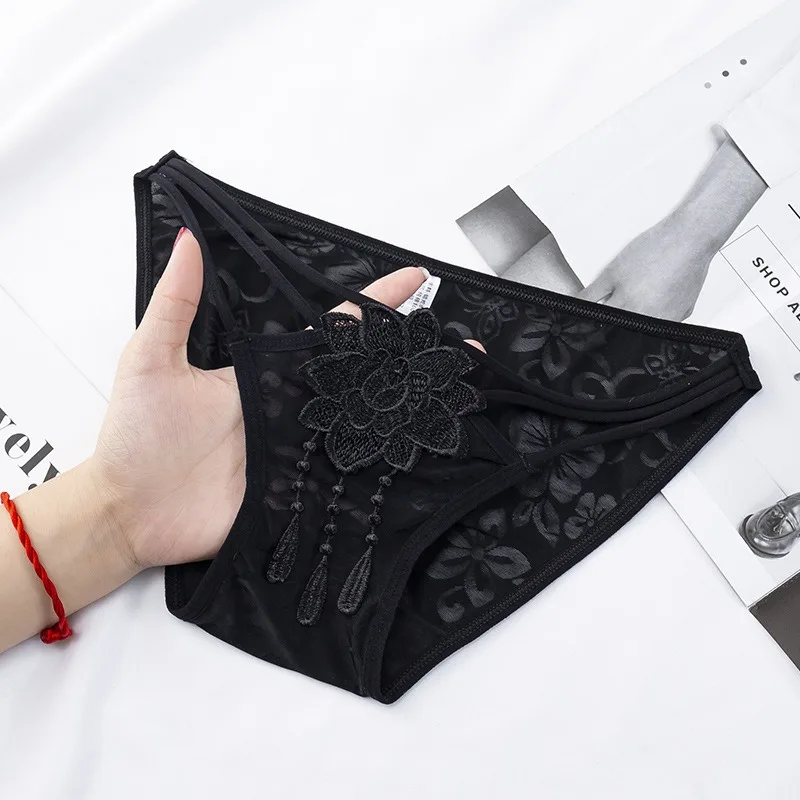 مثير سراويل داخلية نسائية من الدانتيل النساء شير القوس و قطع التدريجي تصميم منخفضة الارتفاع مثلث الملابس الداخلية مغر شبكة الملابس الداخلية ل سراويل محبوكة #3
