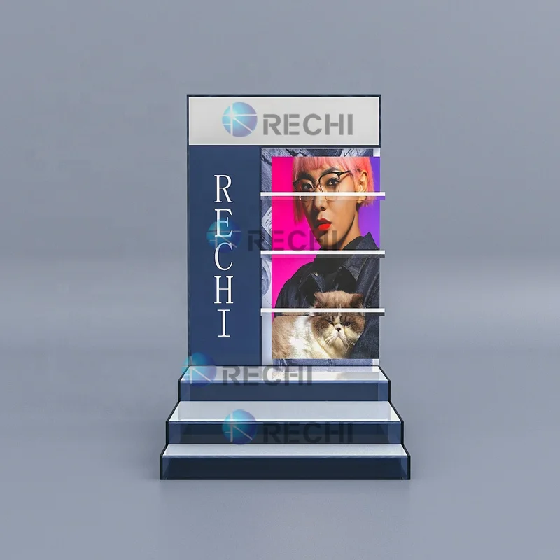 custom.RECHI Design Counter Acrylic Luxury Glasses Retail POS Display Stand Rack Optical Eye-wear Store Sunglasses Display P