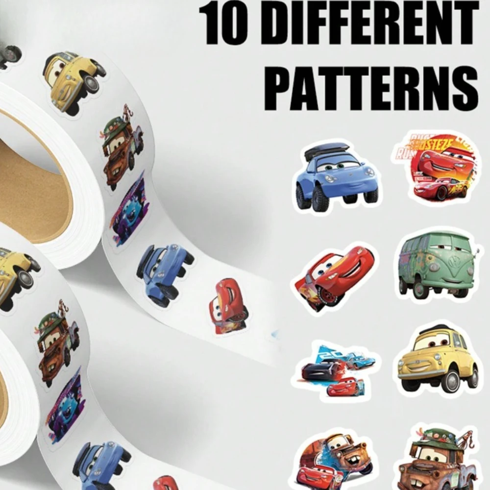 500PCS/Roll Disney Cars Cartoon Stickers Lightning McQueen Decals Graffiti Skateboard Phone Stickers Kids Decorations Labels