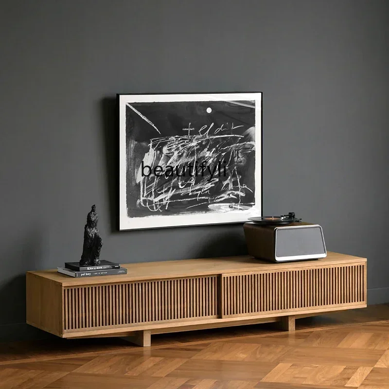 TTT AANordic Japanese retro all-solid wood TV cabinet living room, log rack lockerHY