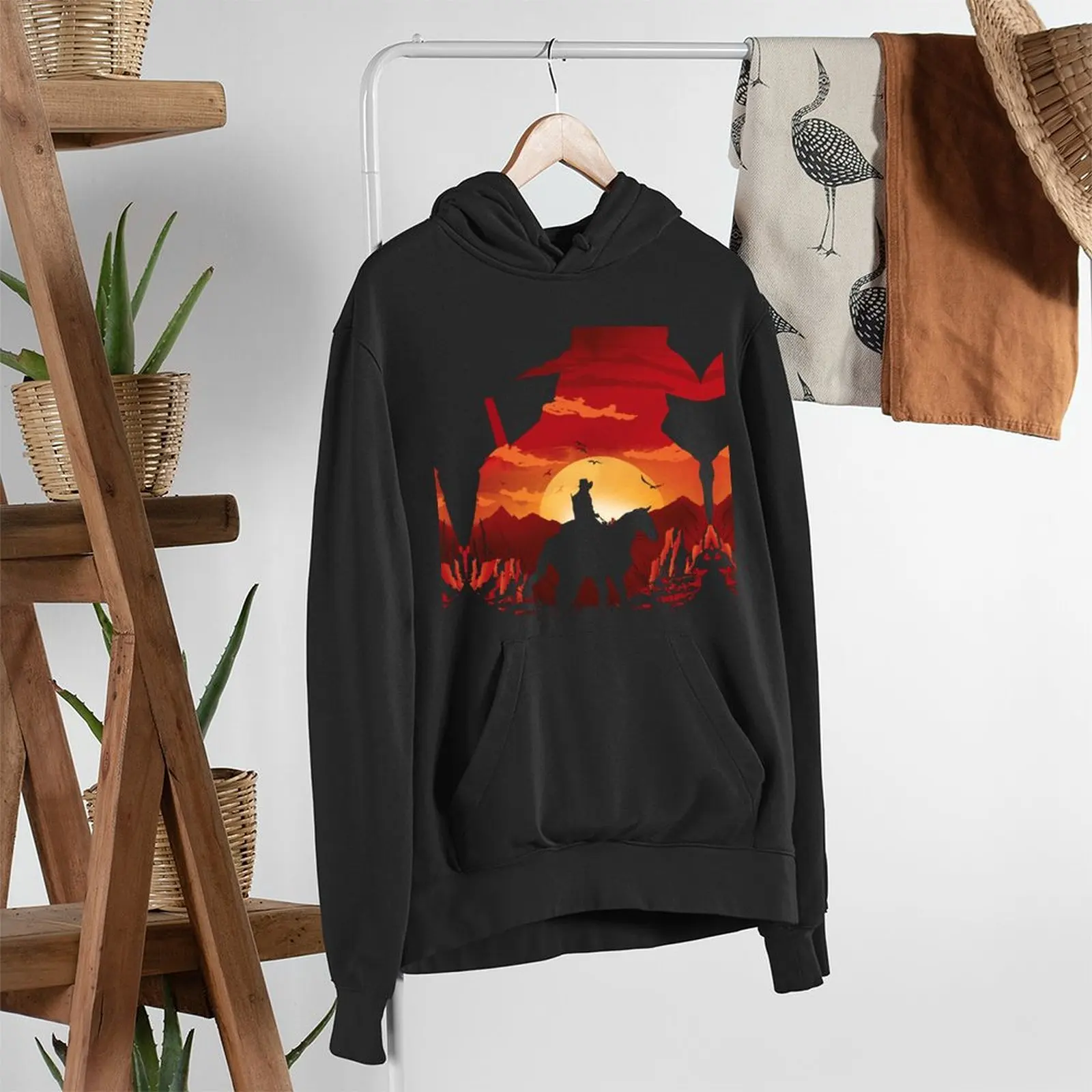 Dead Redemption Casual Hoodies Men Red Sunset Funny Pullover Hoodie Winter Streetwear Classic Hooded Sweatshirts Oversize Tops