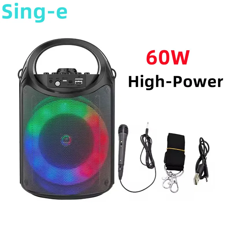 

60W Wireless Column Big Power Stereo Portable Bluetooth Speaker Subwoofer Bass Party Speakers with Microphone Family Karaoke USB