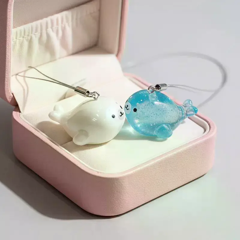 1/2/4Pcs Cute Cartoon Seal Keychain For Resin Bag Charm Phone Lanyard Couples Backpack Pendant Kawaii Friend Girl Gift Accessory