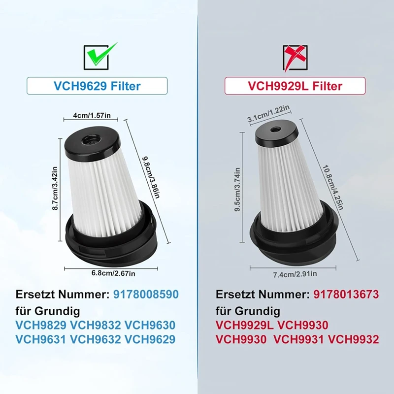 Panas! Filter pengganti untuk Grundig VCH9829 VCH9832 VCH9630 VCH9631 VCH9632 2 In 1 pembersih vakum nirkabel dan genggam