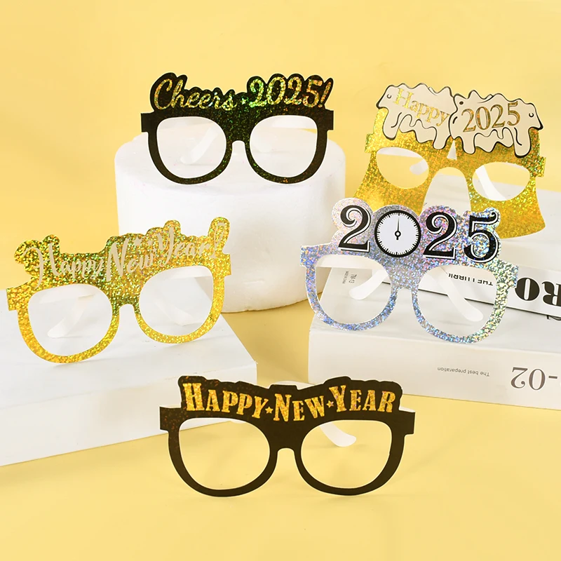 

Multi Styles 2025 Happy New Year DIY Paper Photo Booth Props Funny Glasses Christmas Anniversary Party Decoration Gifts Supplies