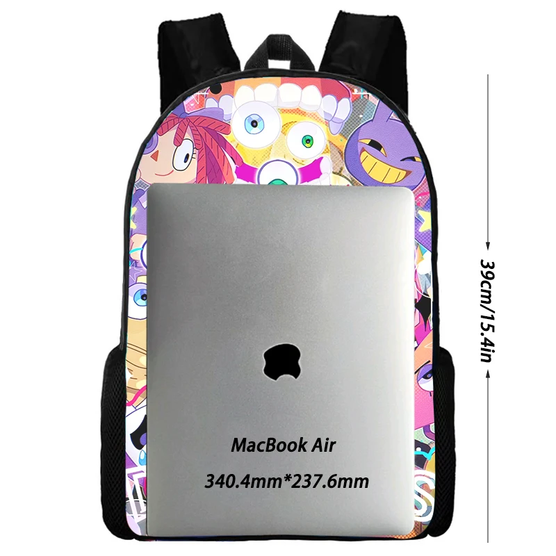 Mochila Digital Circus Print para meninas, Saco de escola de anime de desenhos animados, grande capacidade, adicione seu logotipo ou fotos, personalizado