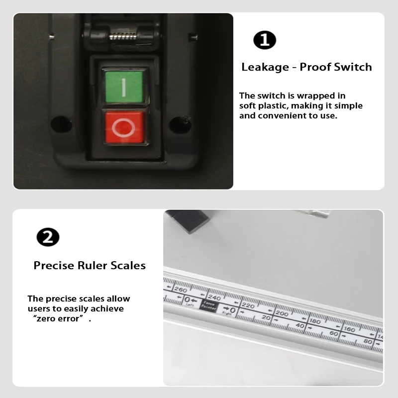 Serra de mesa de madeira composta elétrica sem poeira de 10 polegadas - Serra de mesa deslizante multifuncional para carpintaria Serra de corte de precisão integrada