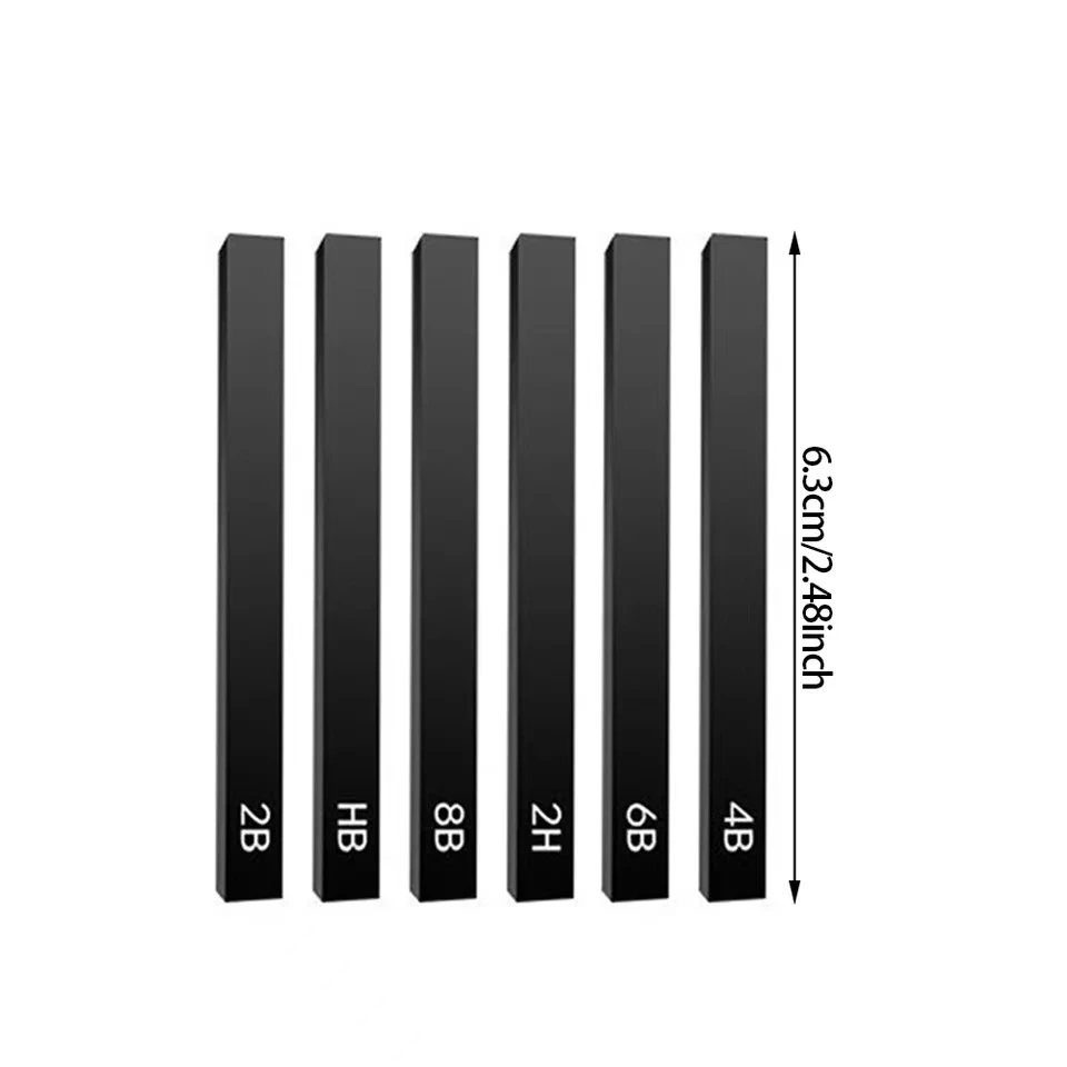 6pcs Carbon Strip Professional Black/White Carbon Sketch Hard/Medium/Soft Woodless Charcoal Pencil Set Drawing Painting Supplies