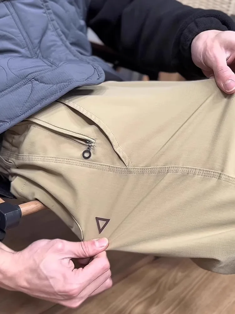 

American Sle Fce Lined Soft ell Men's Casual Hiking Trousers Khaki Workwear Outdoor Climbing Long Pants