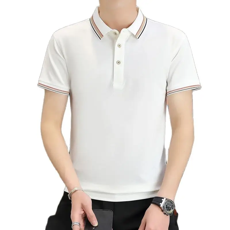 2025 الصيف عادية سوبر تمتد تي شيرت بولو الرجال رفض طوق سليم صالح بلون جولف للرجال حجم كبير 4XL