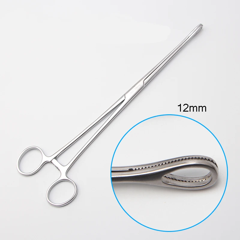 Stainless steel sponge tongs Sponge tongs cupping tongs Oval tongs 25cm straight elbow instrument