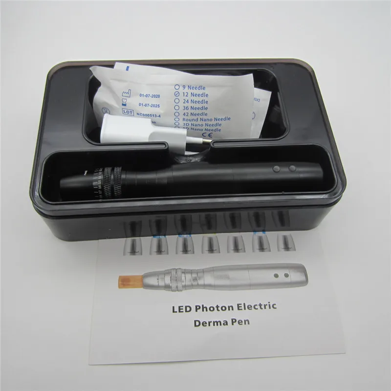 Caneta Elétrica Derma Stamp com Terapia de Luz LED e Microagulhas para Remoção de Rugas e Acne no Rosto, Lifting da Pele