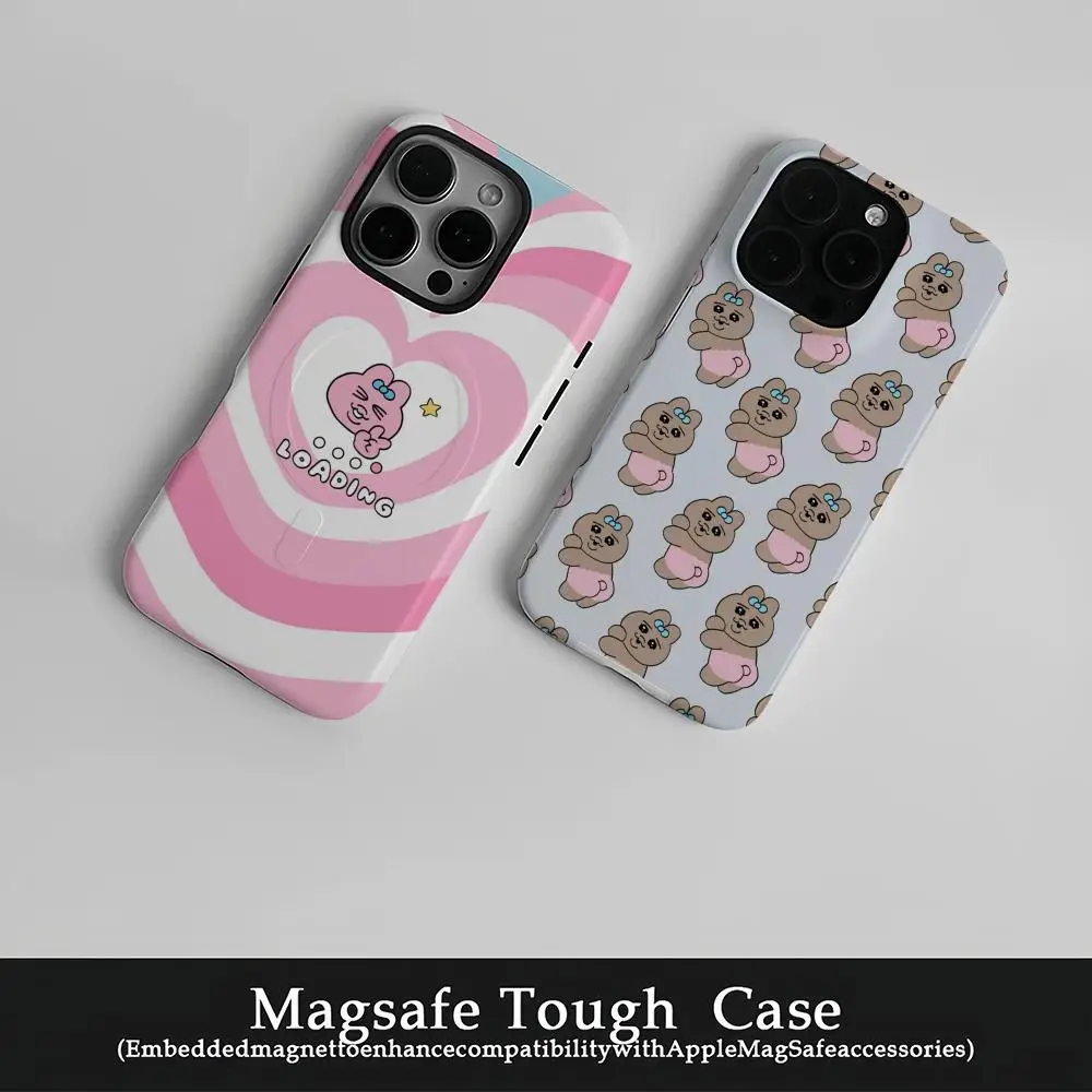 

Kawaii O-OpanchuS UsagiS Phone Case Film Korean INS for iPhone 16 15 14 13 12 11 Pro Max Plus Magnetic Double-layer Cover