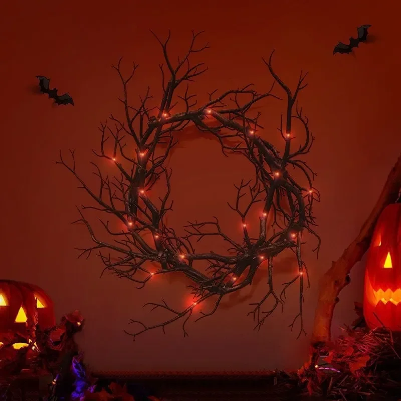 Halloween Dead Branch Wreath Ghost Festival Horror Decoration Scene Prop for Home Party Haunted House Decor