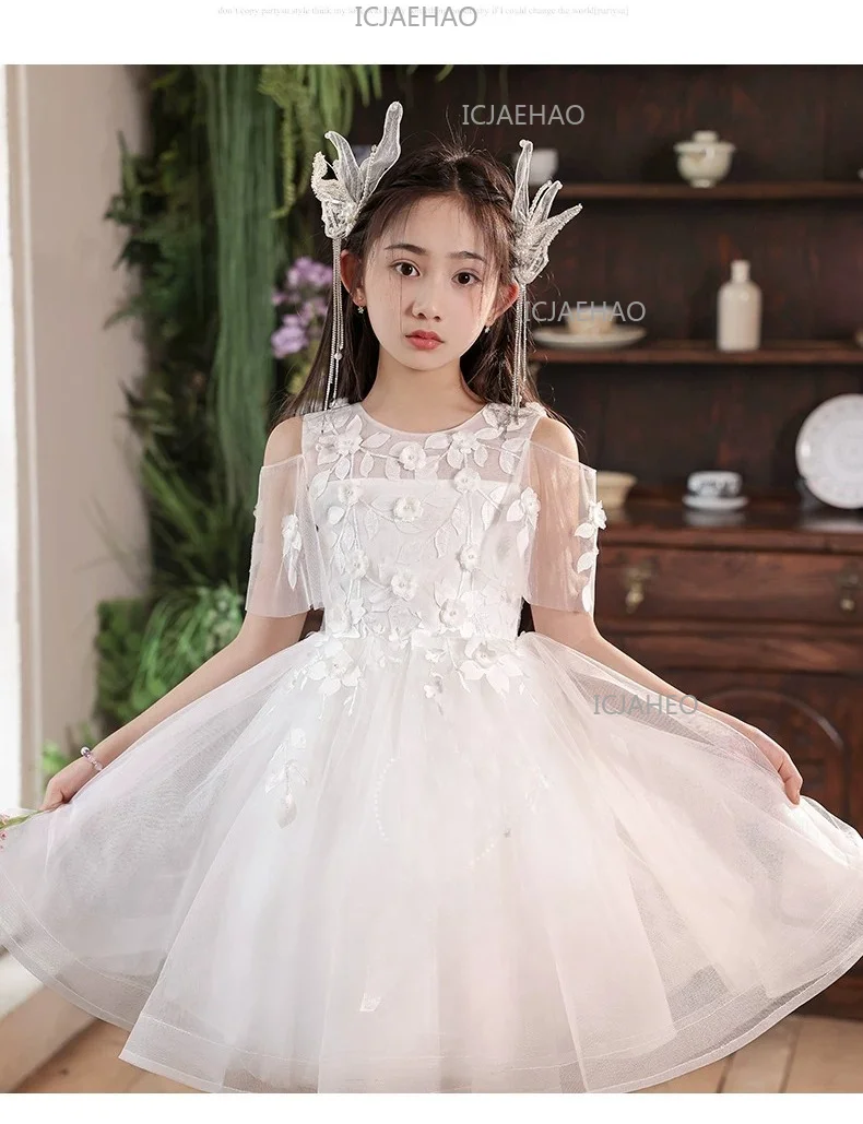 Princess Gown For  Piano Performance Wedding Flower Girl Dress Luxury Niche High-End Kids Fluffy Formal Dress, Stunning Girls