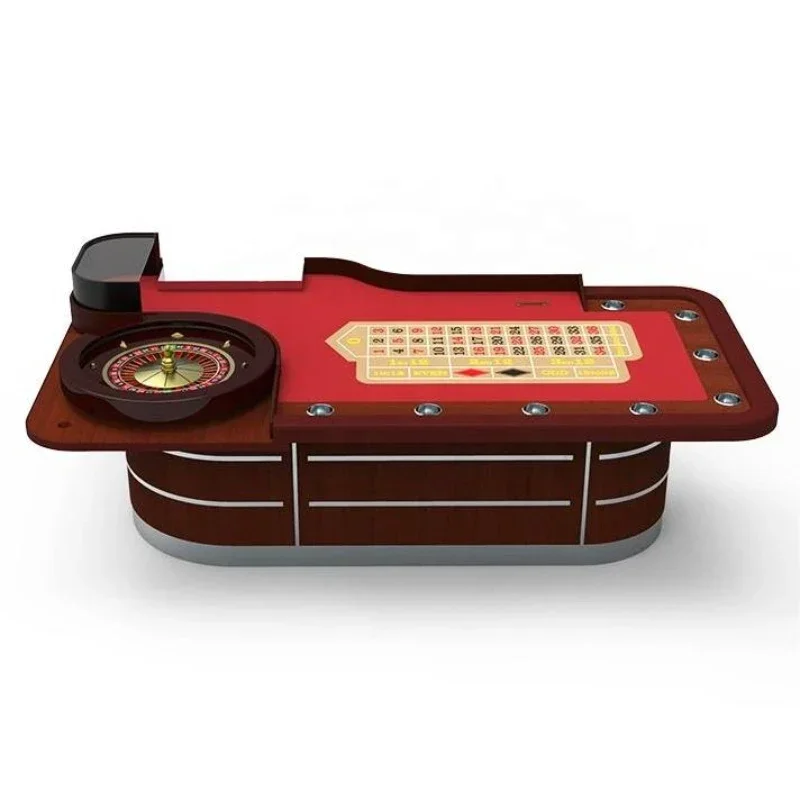 Mesa de póker de juego de casino de estilo europeo rojo de 110 pulgadas mesa de rueda de ruleta profesional