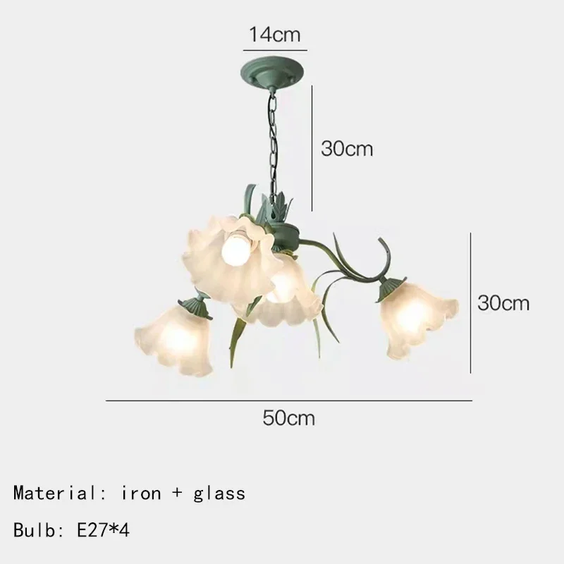 French Garden Green Ceiling Chandelier For Living Room Bedroom Villa Flower Light Romantic Restaurant Iron Art Pendant Lamp