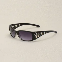 Black with Drill Star Pattern Women's Sunglasses Easiest for Match Daily Y2K Style Fashion Party Glasses