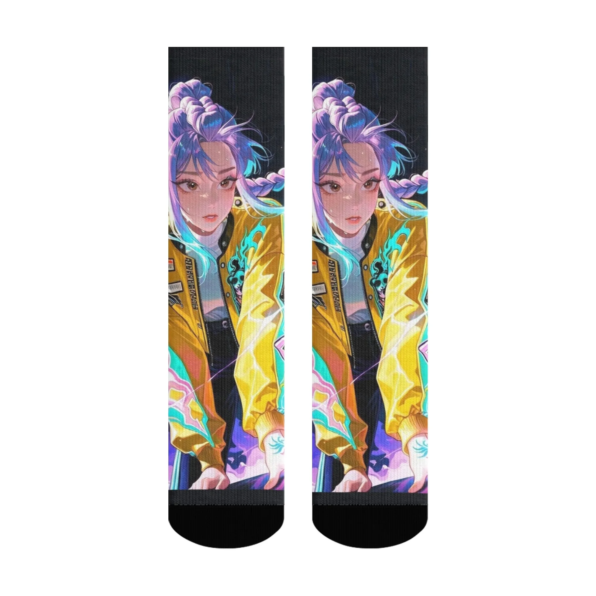 Calzini per ragazze K-POP Cyber Trend Cartoon Hunter Colorati con calzini elasticizzati unisex da strada per casual quotidiano e amante degli anime