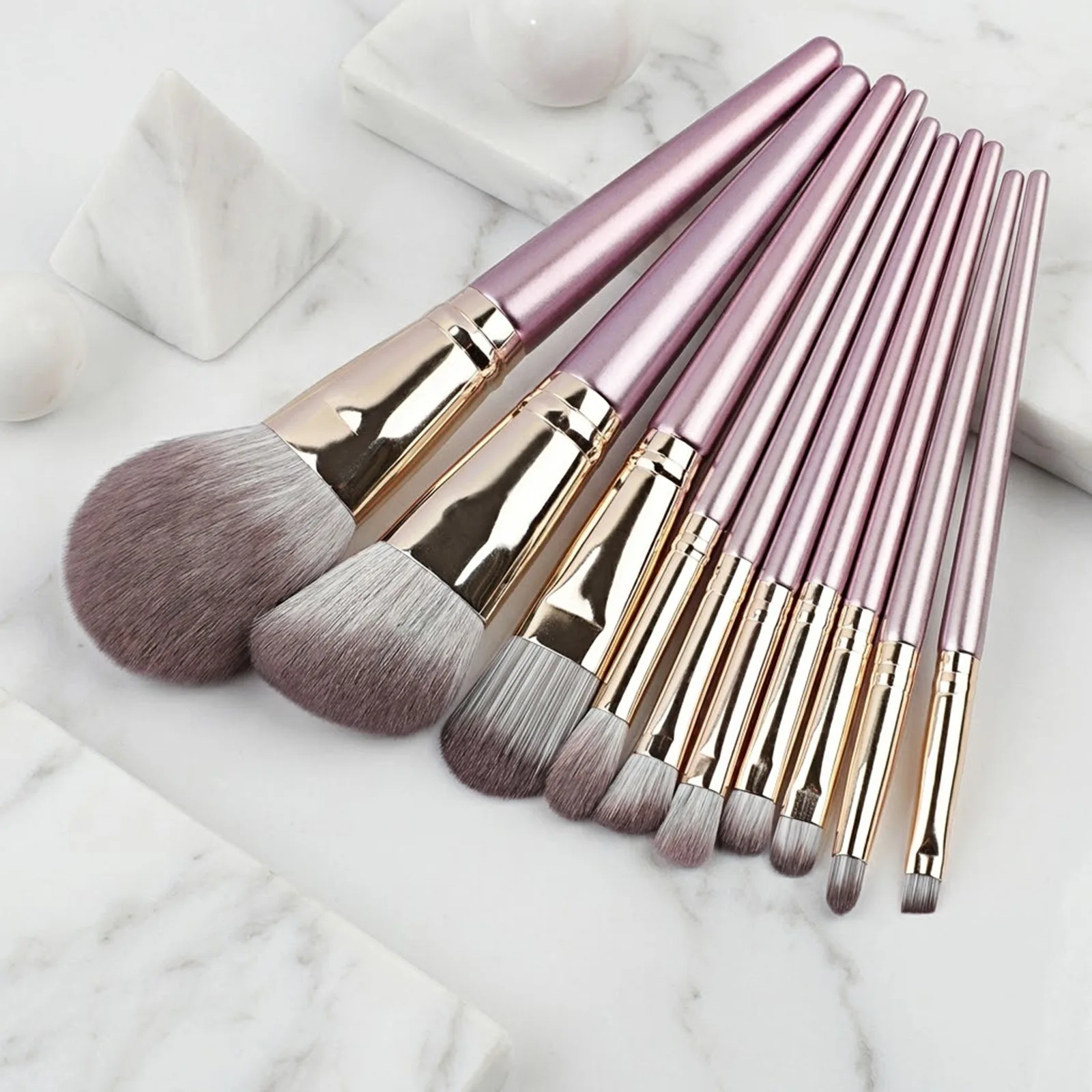 10Pcs Makeup Brush Set With Holder Full Kit For Face Powder Contouring Eyeshadow Concealer Foundation Blending Cosmetic Gift
