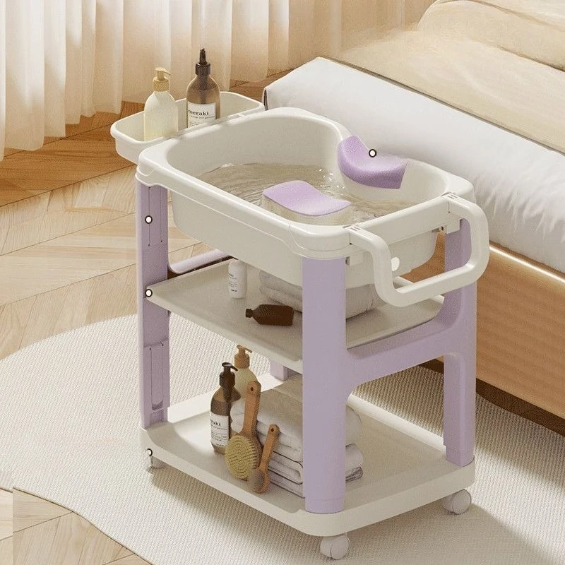 

Portable Shampoo Basin for Bed Hair Washing，Adjustable Height Bend-Free Shampoo Sink, Elderly Care Hair Wash Bowl with Control