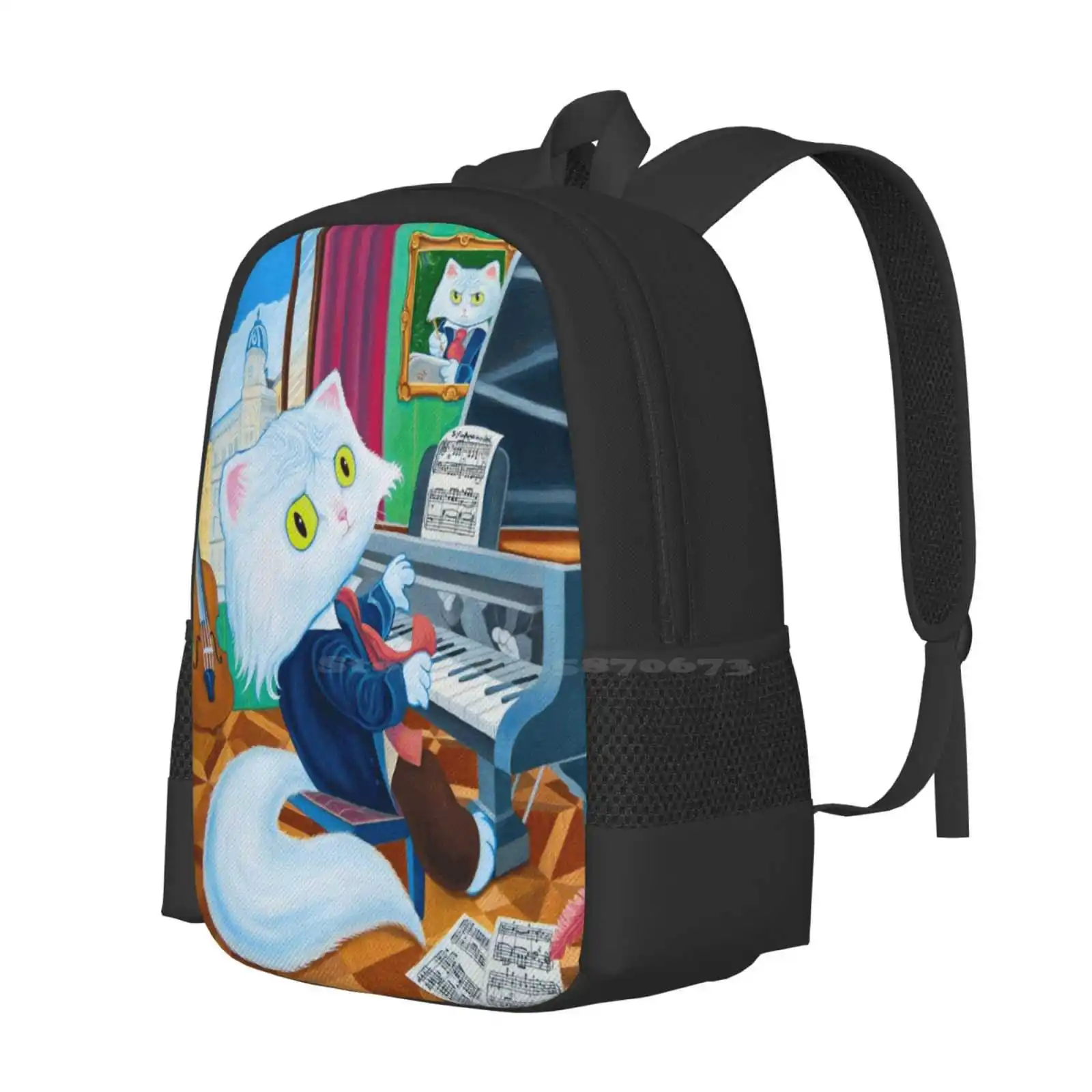 Ludwig Van Caathoven School Bags Travel Laptop Backpack Zender Fantasy Oil Surreal Dream Whimsical Cartoon Viena Beethoven