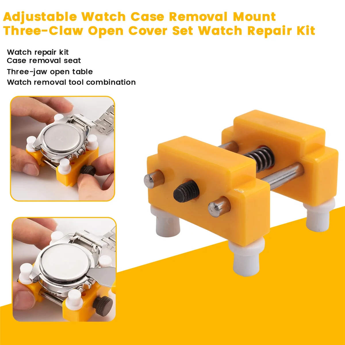 ELBA_Adjustable Watch Case Removal Mount Three-Claw Open Cover Set Watch Repair Kit