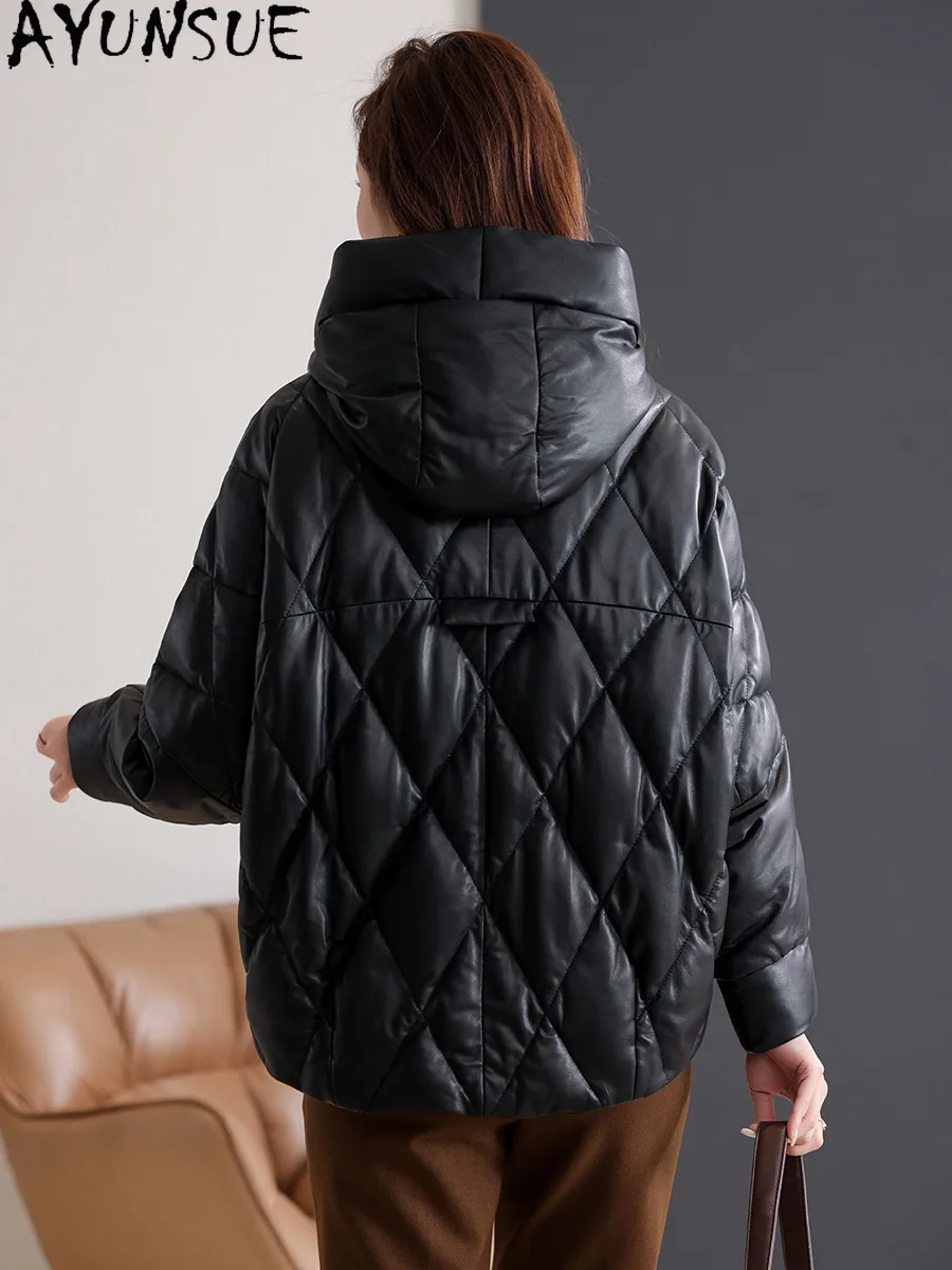 AYUNSUE Echtes Leder Unten Jacke Frauen Winter Kleidung 2025 Schaffell Mantel für Frau 90% Weiße Ente Unten Mäntel Jaqueta Couro