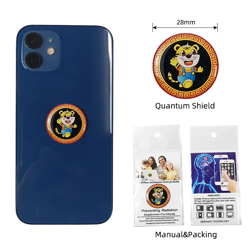 Customized. Factory Stock Last Order Tiger Silicone Phone Shield Negative Ion Energy Radiation Round Phone Stick