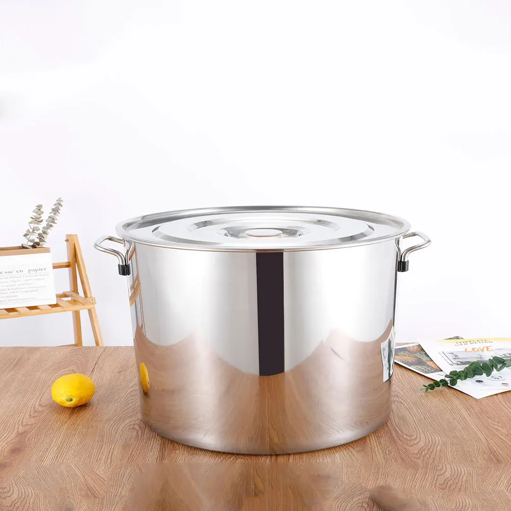 

1 шт., суповая кастрюля из нержавеющей стали с крышкой, большая емкость для рисовой каши, лапши, хранения масла, многофункциональная кастрюля, нержавеющая