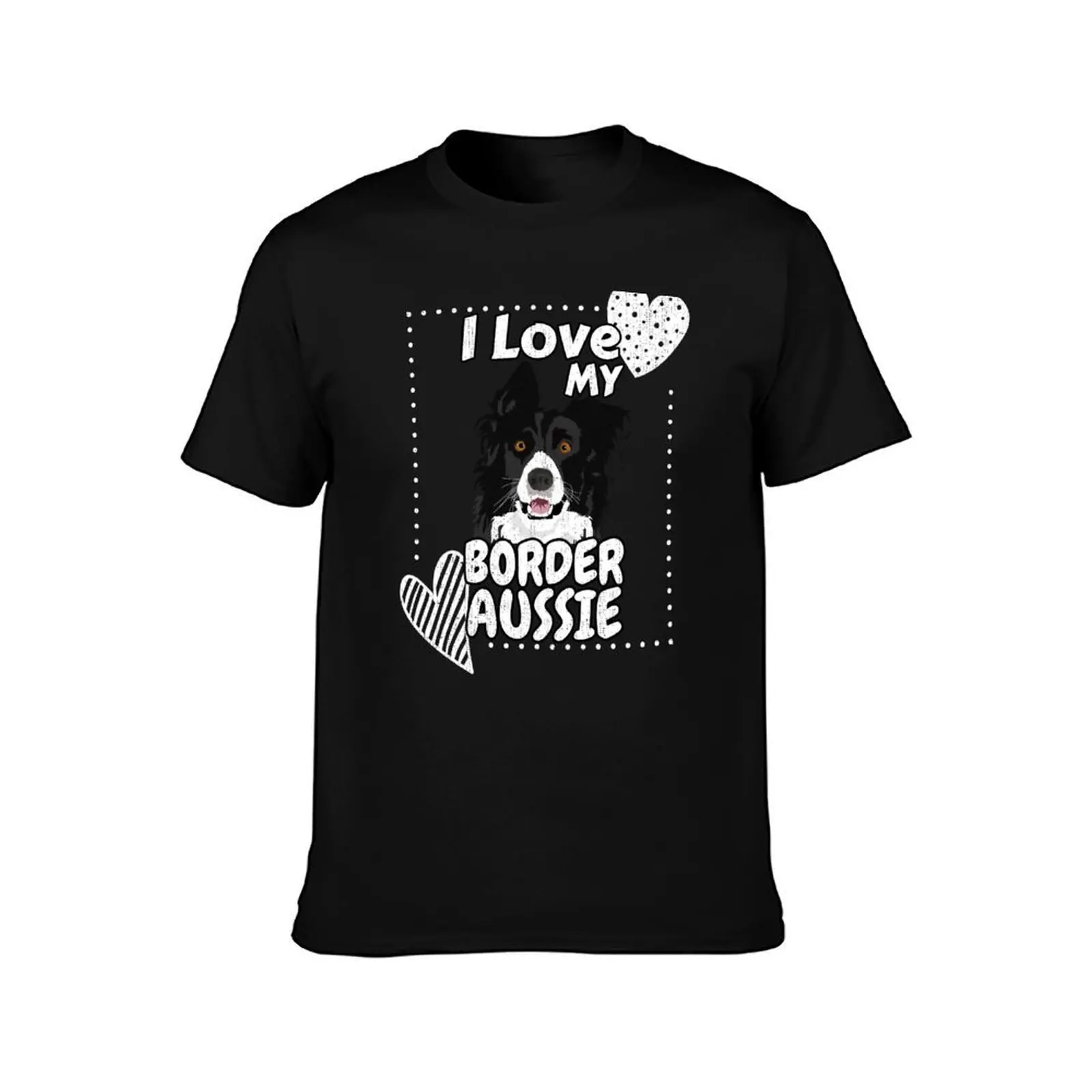 Border Aussie Love T-Shirt, Summer Casual Cotton Tee, Oversized Streetwear Tops, Vintage Graphic Print, Loose Fit Short Sleeve