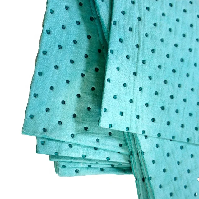 Nuovo tappetino monouso pesante verde polipropilene al 100% in fabbrica per cuscinetti assorbenti chimici e cuscinetti assorbenti per olio