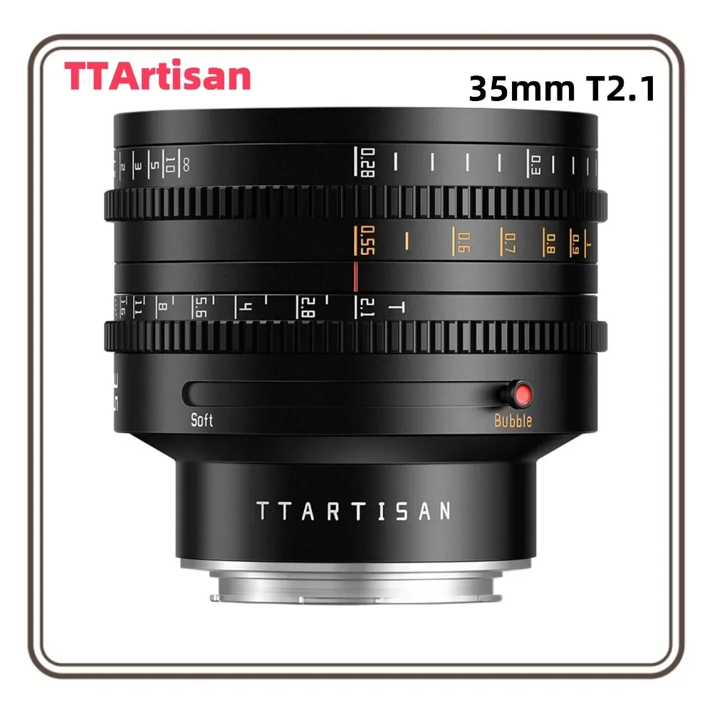TTArtisan 35 мм T2.1 Dual Bokeh Cine Lens для Fuji X Canon RF Nikon Z Sony E L Panasonic Mount Полнокадровый широкоугольный беззеркальный объектив