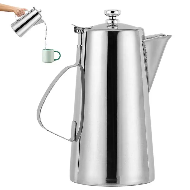 

tainless Steel Teapot with Filter Kitchen Oil Filter Pot Liquid Seasoning Container Coffee Holder Tea Kettle Kitchen Cooking