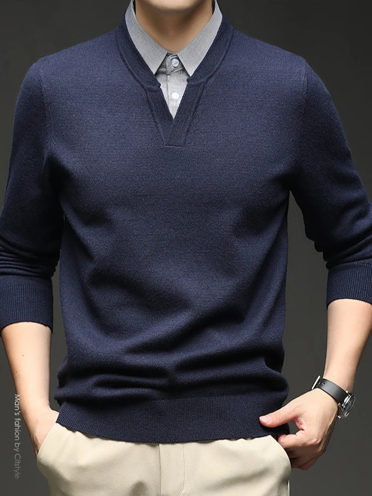 

Мужской утолщенный свитер с v-образным вырезом, смесь австралийской мериносовой шерсти 4,8%, антипиллинг, 4 цвета ​ Деловой пуловер Толстовка