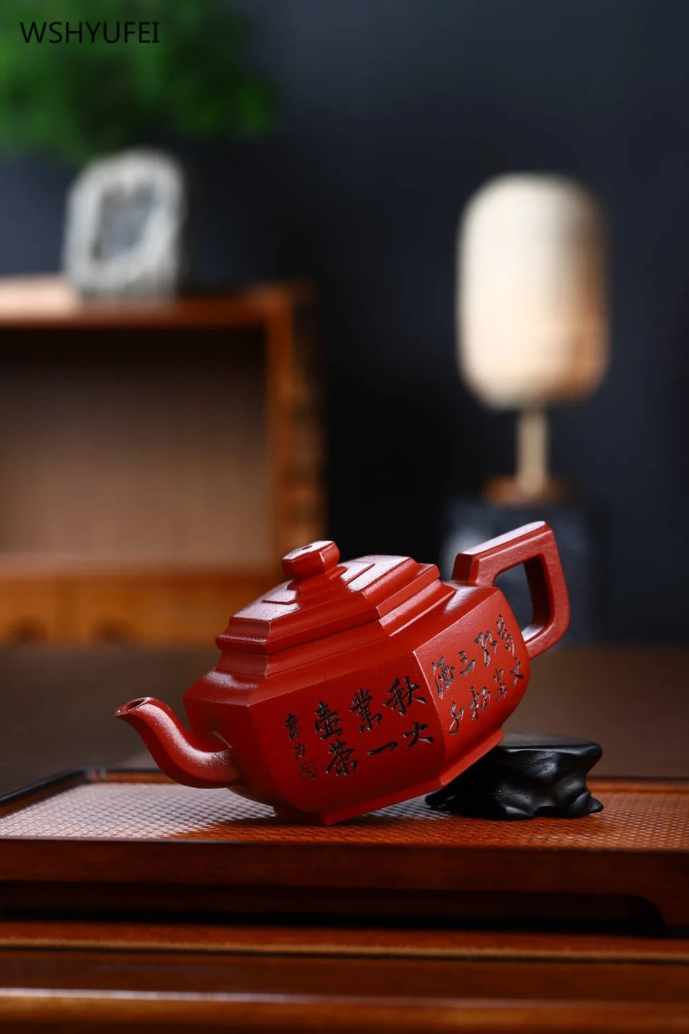 Yixing Raw Mine Red Mud Tea Pot 340ml Tea Pot Kung Fu tea set kettle Handmade hexagonal Xuehua teapot