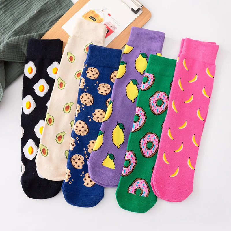 Fashion Personality Cotton Socks Unisex Men Happy Street Skateboard Fruits Harajuku Gift Funny Boys Male Dress Sox