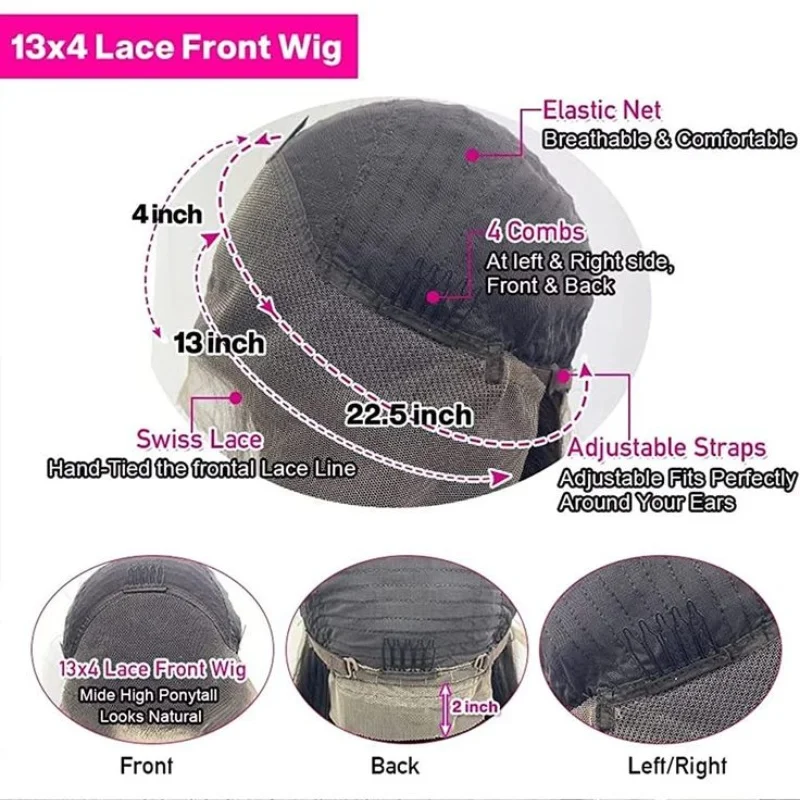 Fotografia 7: Perucas de Cabelo Humano Bob Curto de 8 Polegadas 13x4 com Renda Frontal Transparente Pré-Alongada com Baby Hair Liso