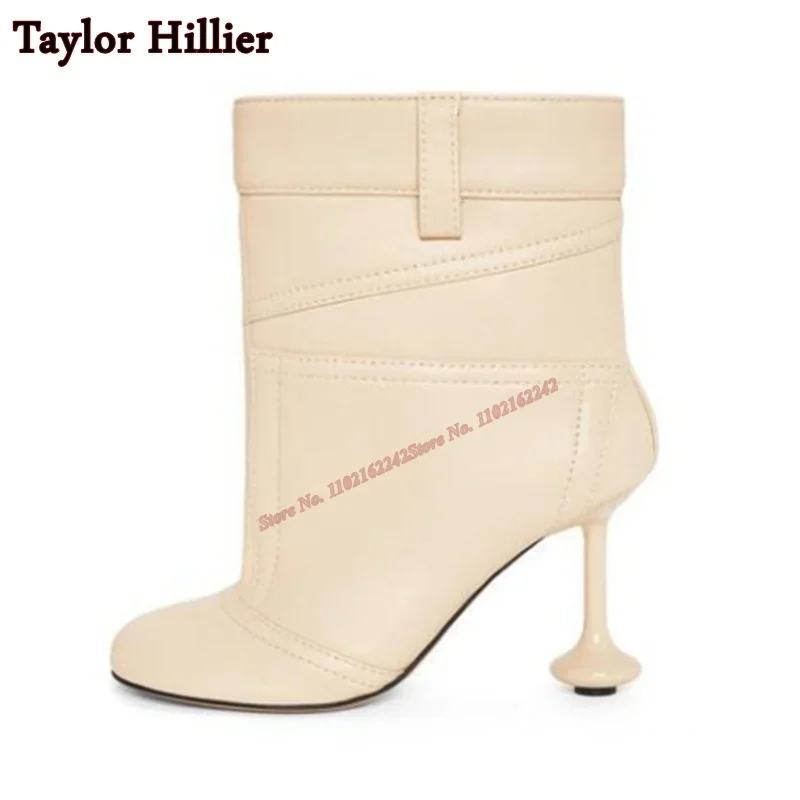 Autumn Special-Shaped Square Toe Short Boots Blue Stitching Cowboy Women\'S Boots Fashion Party Catwalk Slip-On Luxury Short Boot