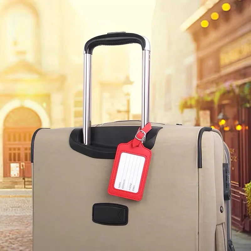 PUレザーフラップバッグ,軽量,プレーン,ソフト,飛行機用,荷物タグ,旅行用アクセサリー,4個,2個