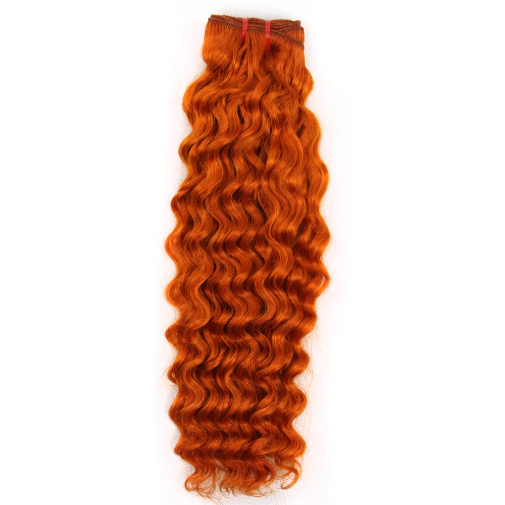 Ginger Human Hair Bundles Orange Water Wave Bundles 350 Human Hair Bundles 1/3 Bundles Burnt Orange Ocean Wave Bundle for Woman