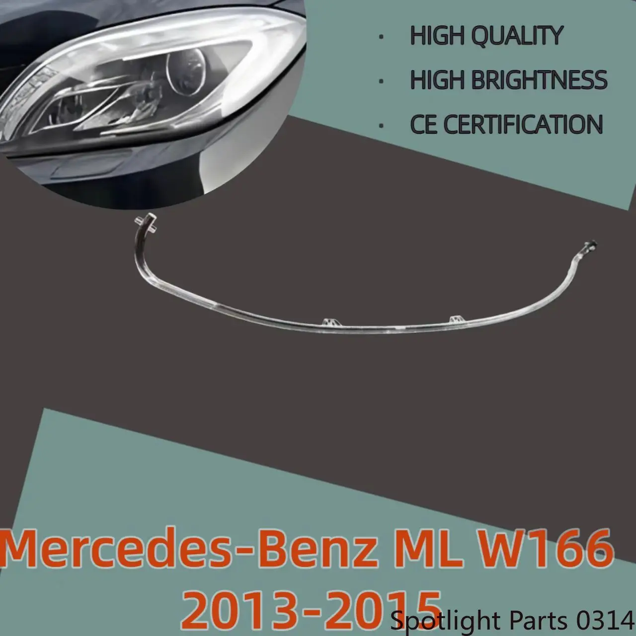 

For Mercedes-Benz ML W166 ML350 ML400 2013 2014 2015 DRL Headlight Light Guide Plate Daytime Running Light Tube Bar Angel Eyes
