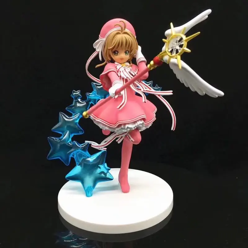 19cm Original Kinomoto Sakura Card Captor  Sakura Action Figure Daidouji Tomoyo Figurines Model Collectible Statue Doll