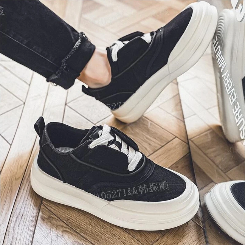 Mens canvas shoes fashionable breathable board shoes thick soled sports shoes man outdoor style male student shoes casual