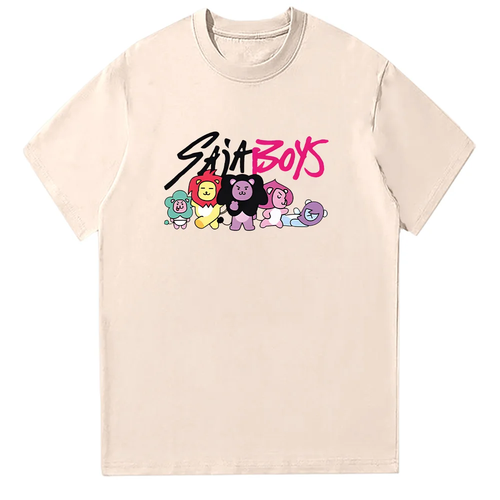 

KPop Demon Hunters Saja Boy Lion Mascots T-Shirt Rock Star Merch Shirt Kpop Women Men T Shirts Kawaii Cartoon Print Tops Clothes