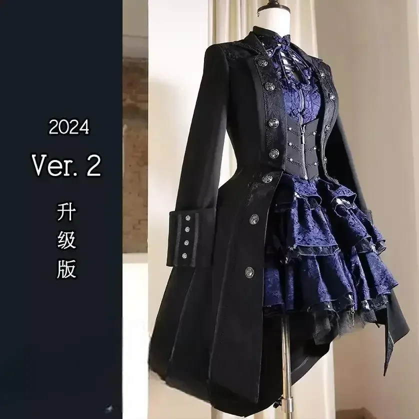 

2026 Оригинальная ветровка «летучая мышь», длинное пальто, большой низ в стиле ретро, готическая Лолита