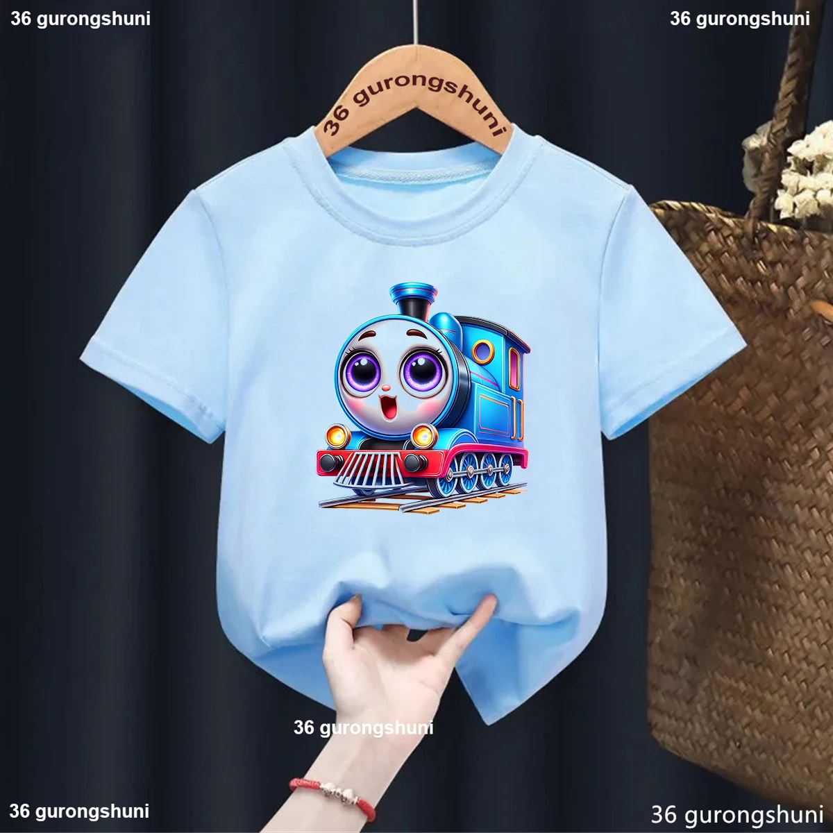 Cute Train Graphic Print T-Shirt For Kids Children'S Train Art Print Tshirt For Boys/Girls Casual Style Tshirt Summer Tees 1-12y