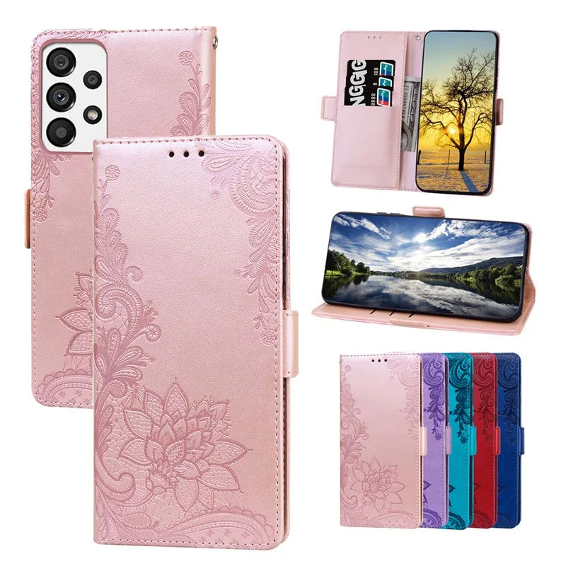 

Embossing Lace Magnetic Flip Wallet Leather Case for Samsung Galaxy A13 4G 5G Cover with Clip